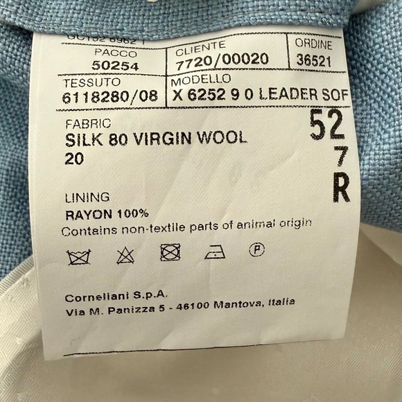 Corneliani Light Blue Silk-Blend Blazer , Size 52 (IT) - Picture 7 of 8